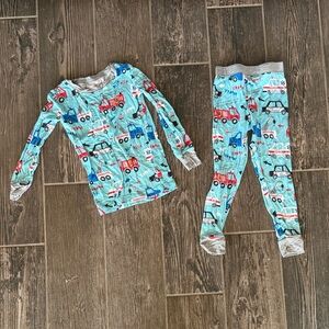 Blue Firetruck Kids Pajama Set - Long Sleeve Top & Pants